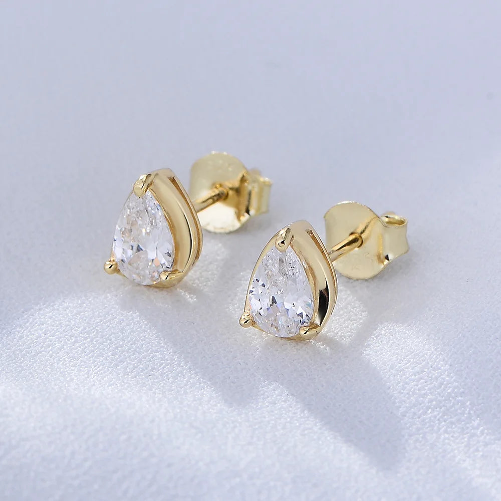 Pear-Cut Minimalist Stud Earrings — (Gold / Silver)
