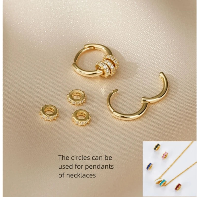 Triple Crystal Hoop Earrings – S925 Sterling Silver (Gold / Silver)