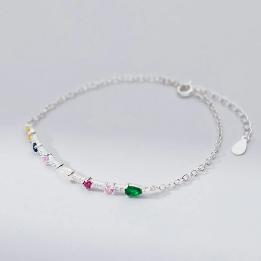 Seraphina Gemstone Link Bracelet – 18K Gold, Rose Gold & S925 Sterling Silver
