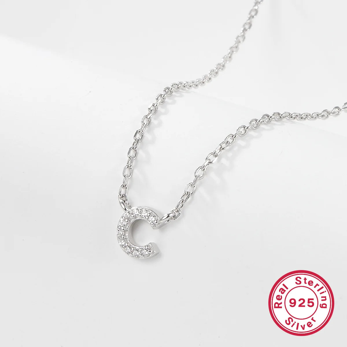 Sparkling Initial Letter Necklace – S925 Sterling Silver (Gold / Silver)