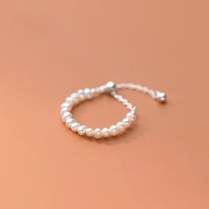 Luna Adjustable Pearl Chain Ring – S925 Sterling Silver (Gold / Silver / Rose Gold)