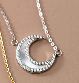 Lunar Glow Layered Necklace – S925 Sterling Silver (Gold / Silver)