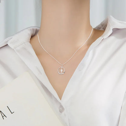 Faith & Balance Cross Pendant Necklace – S925 Sterling Silver