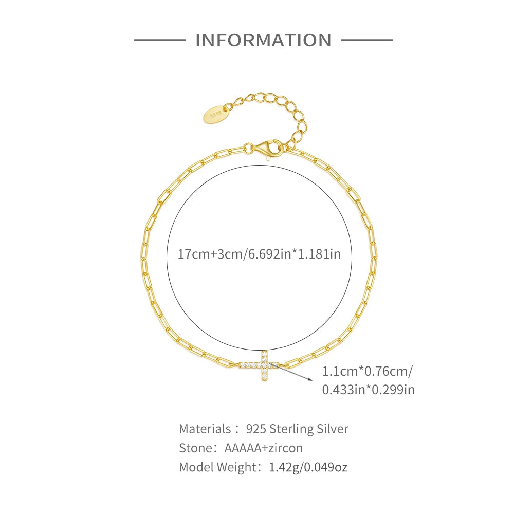 Celeste Cross Link Bracelet – 18K Gold Plated & S925 Sterling Silver