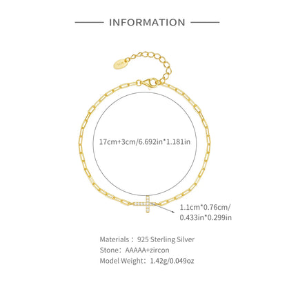 Celeste Cross Link Bracelet – 18K Gold Plated & S925 Sterling Silver