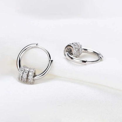 Triple Crystal Hoop Earrings – S925 Sterling Silver (Gold / Silver)