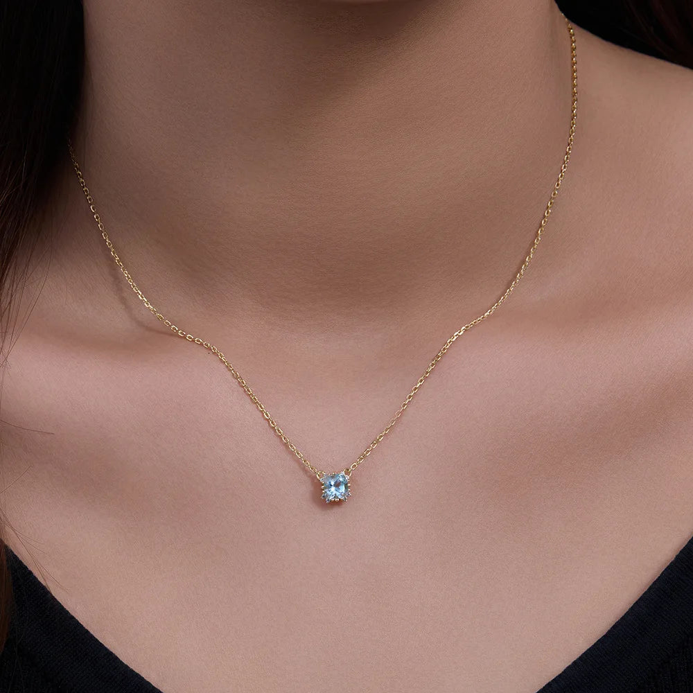 Blue Aura Gem Necklace – S925 Sterling Silver Pendant