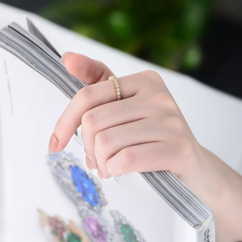 Hexa Radiance Eternity Band – S925 Sterling Silver (Gold / Silver Plating)