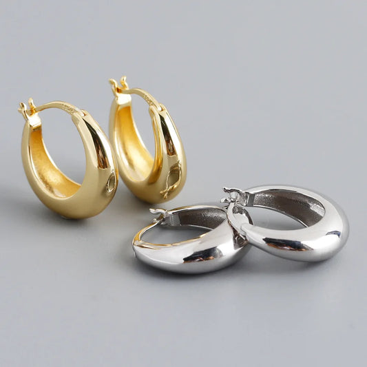 Krenaeminimalist Rounded Chunky Hoops – S925 Sterling Silver (Gold / Silver Plating)