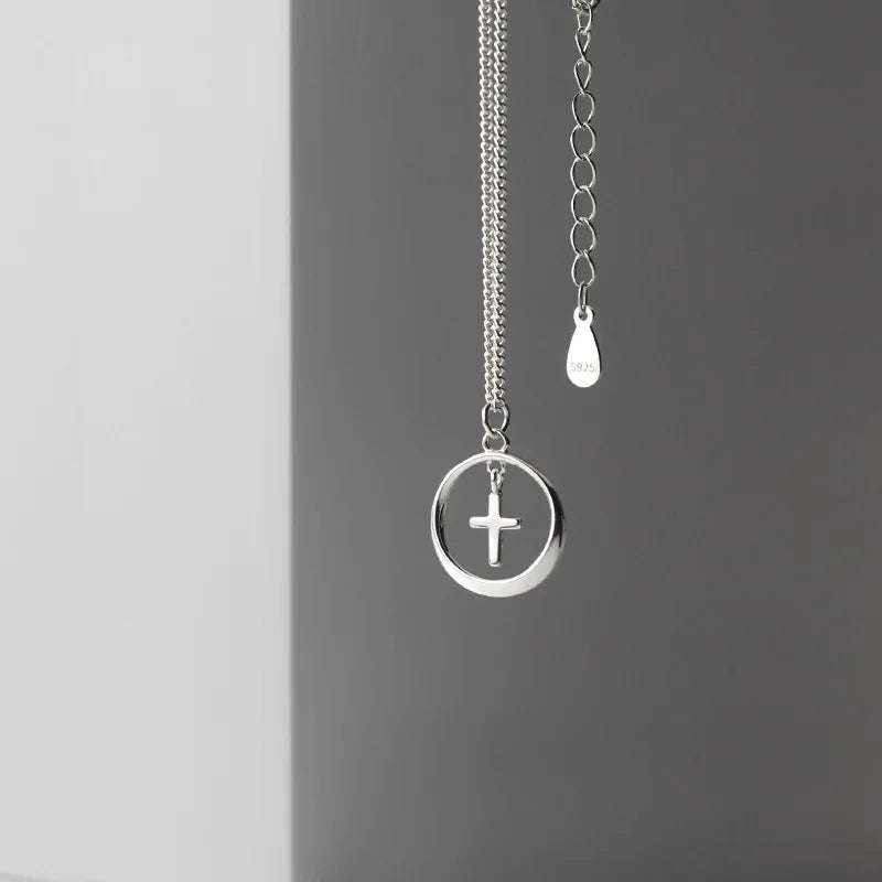 Faith & Balance Cross Pendant Necklace – S925 Sterling Silver