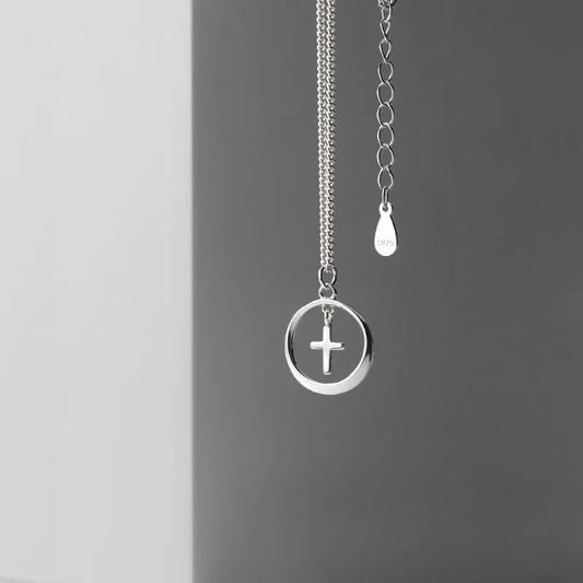 Faith & Balance Cross Pendant Necklace – S925 Sterling Silver