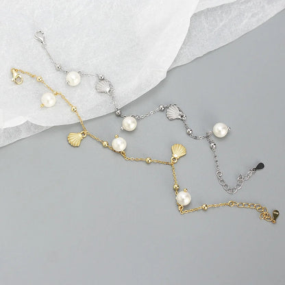 Marina Shell & Pearl Charm Bracelet – 18K Gold Plated & S925 Sterling Silver