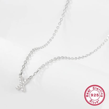 Sparkling Initial Letter Necklace – S925 Sterling Silver (Gold / Silver)