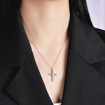 Hammered Cross Necklace – S925 Sterling Silver (Gold / Silver)