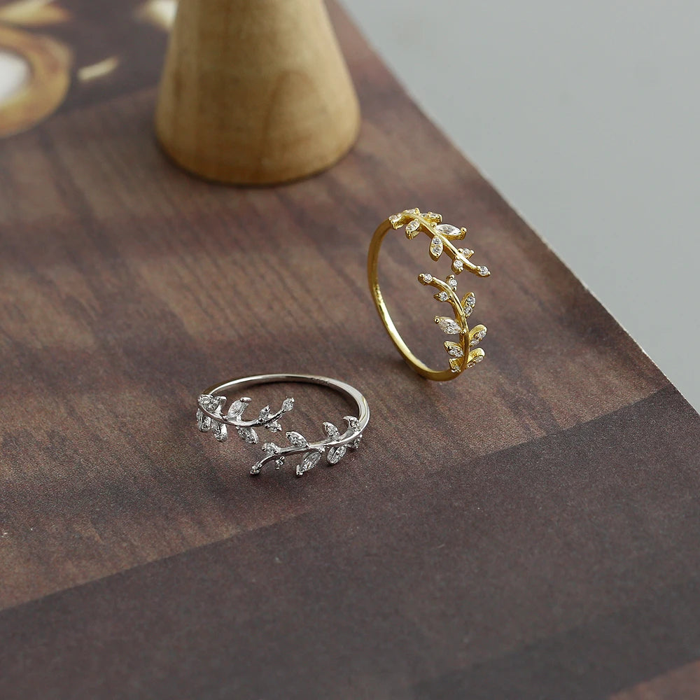 Leaf Vine Adjustable Ring – S925 Sterling Silver (Gold / Silver)