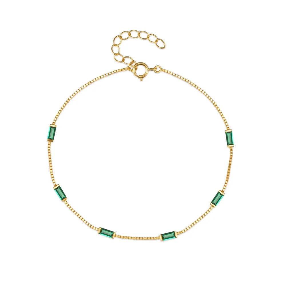 Aria Baguette Gemstone Bracelet – 18K Gold Plated S925 Sterling Silver