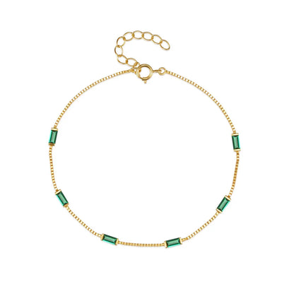 Aria Baguette Gemstone Bracelet – 18K Gold Plated S925 Sterling Silver