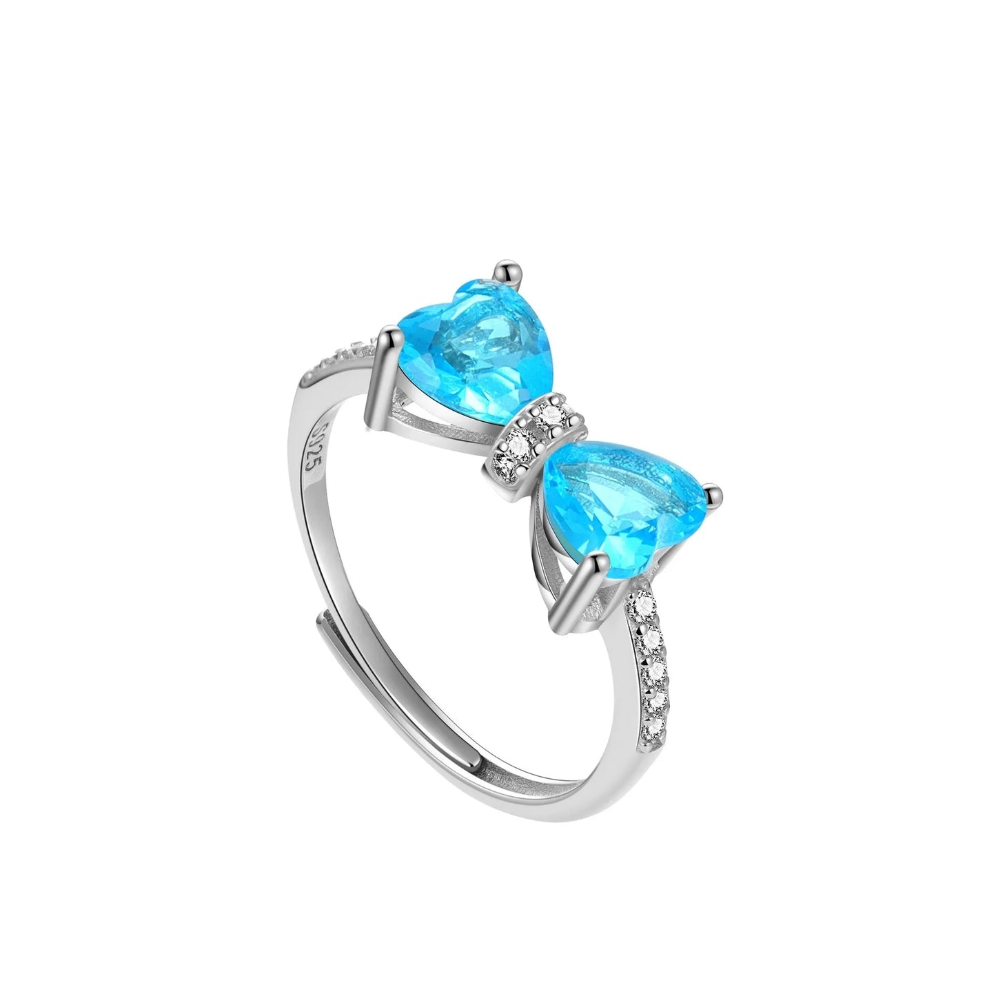 Gemstone Bow Ring Collection – S925 Sterling Silver (Multiple Colors)
