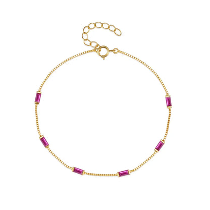 Aria Baguette Gemstone Bracelet – 18K Gold Plated S925 Sterling Silver