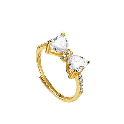 Gemstone Bow Ring Collection – S925 Sterling Silver (Multiple Colors)