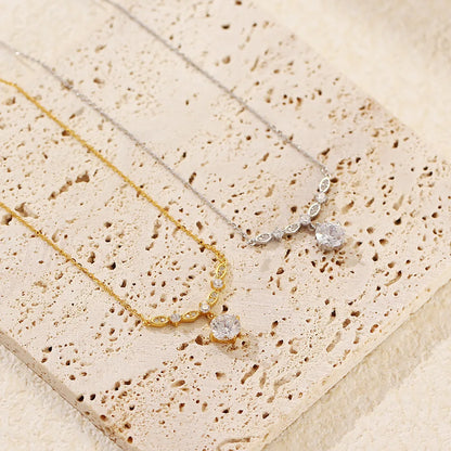 Crystal Elegance Necklace – S925 Sterling Silver Pendant (Gold / Silver)