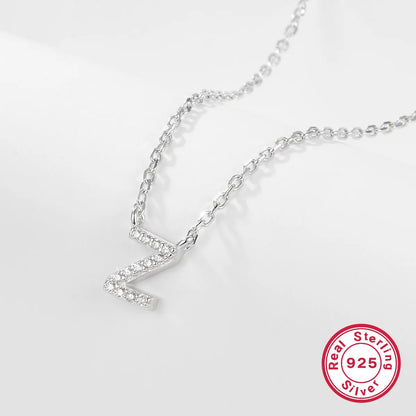 Sparkling Initial Letter Necklace – S925 Sterling Silver (Gold / Silver)