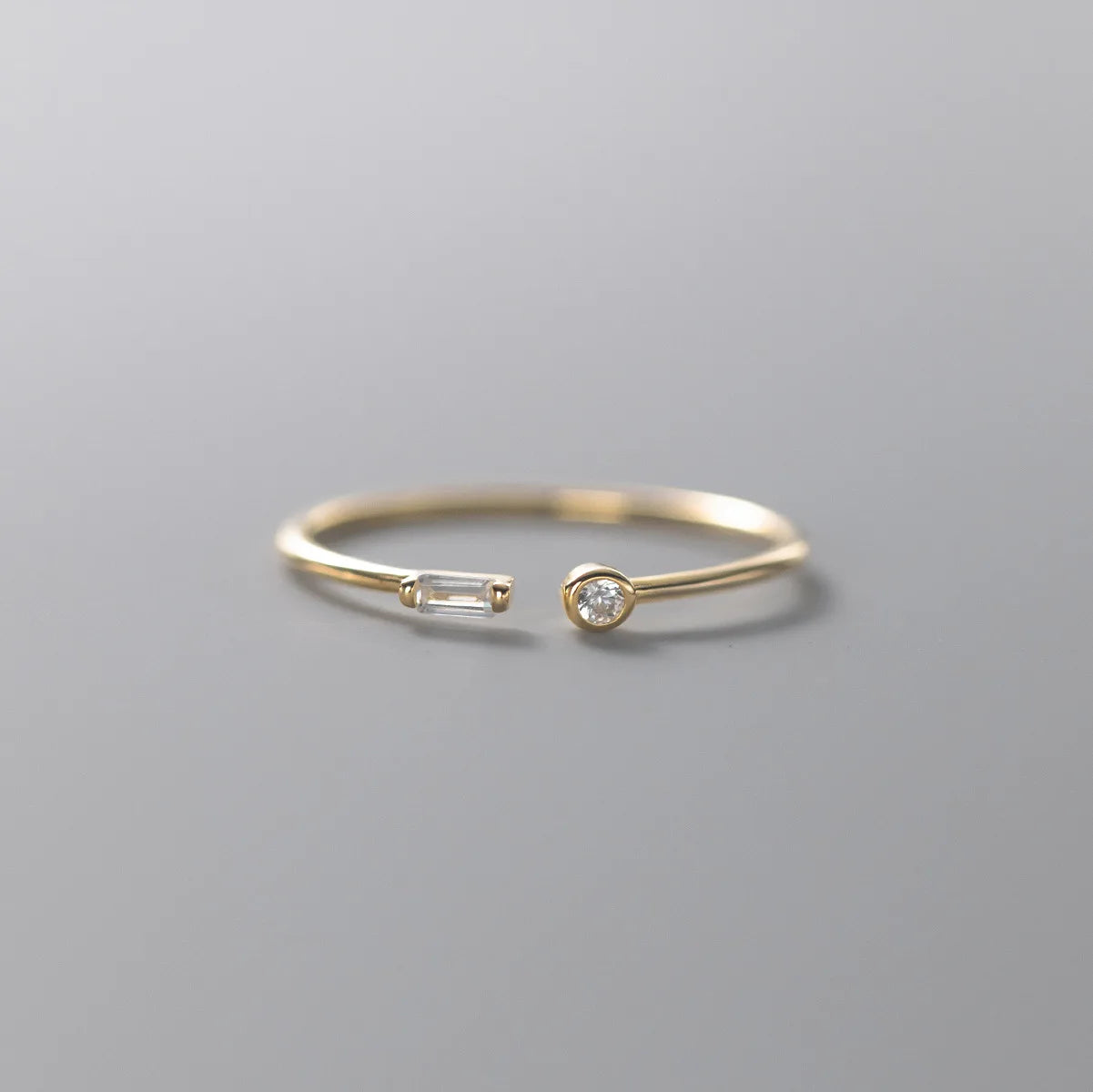 Ava Baguette Open Ring – S925 Sterling Silver (Gold / Silver Plating)
