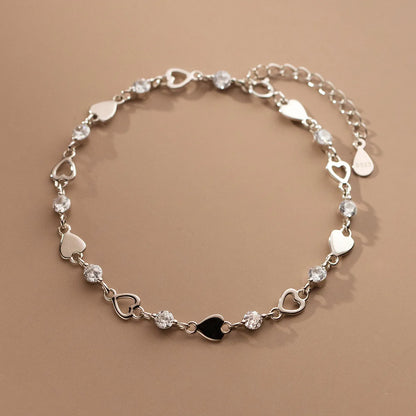 Lunaria Heart & Crystal Bracelet – S925 Sterling Silver