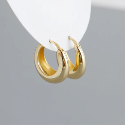 Krenaeminimalist Rounded Chunky Hoops – S925 Sterling Silver (Gold / Silver Plating)