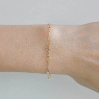 Celeste Cross Link Bracelet – 18K Gold Plated & S925 Sterling Silver