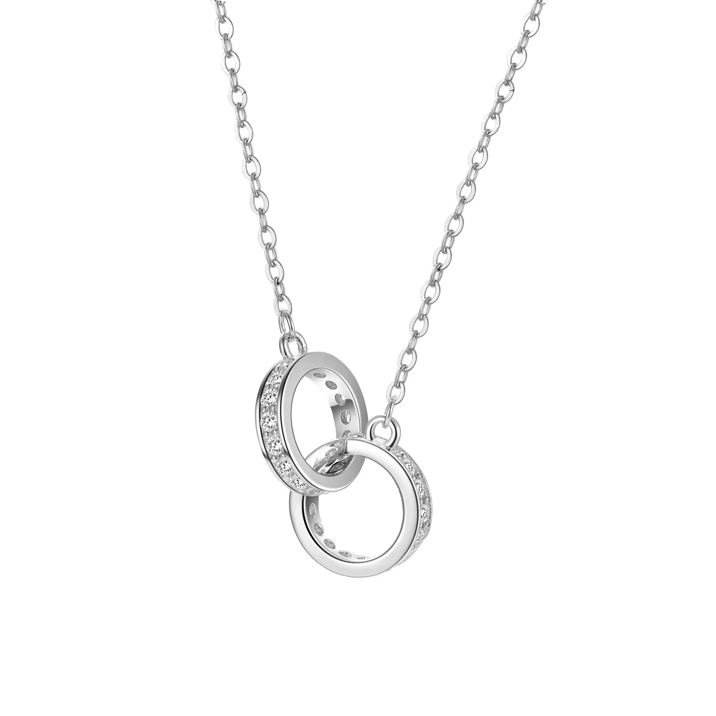 Eternal Harmony Double Ring Necklace – S925 Sterling Silver Pendant (Gold / Silver)
