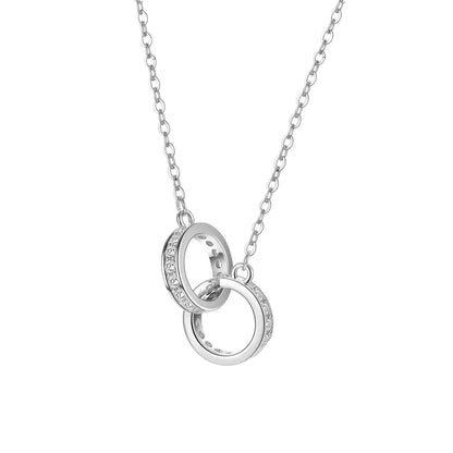 Eternal Harmony Double Ring Necklace – S925 Sterling Silver Pendant (Gold / Silver)