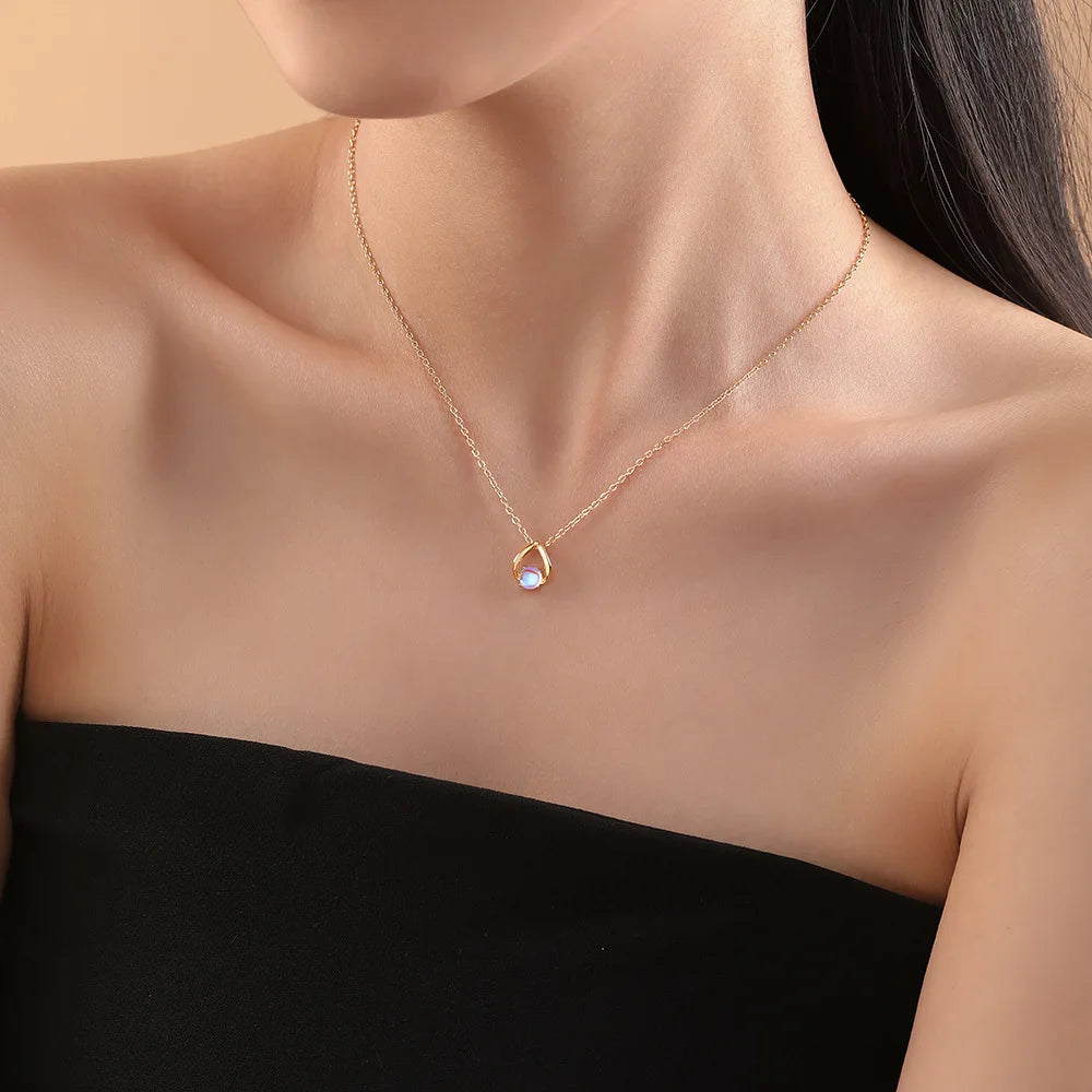 Blue Moon Gem Jewelry Set – S925 Sterling Silver Necklace & Earrings (Gold / Silver)