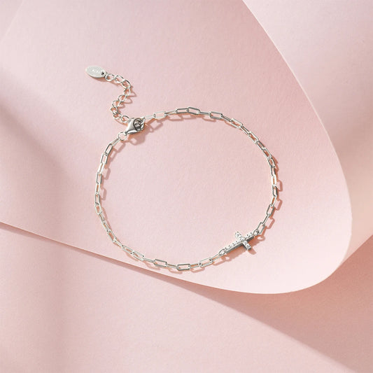 Celeste Cross Link Bracelet – 18K Gold Plated & S925 Sterling Silver