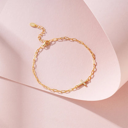 Celeste Cross Link Bracelet – 18K Gold Plated & S925 Sterling Silver