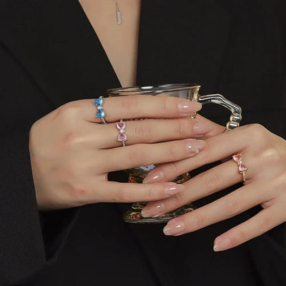 Gemstone Bow Ring Collection – S925 Sterling Silver (Multiple Colors)