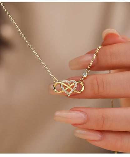 Eternal Heart Infinity Necklace – S925 Sterling Silver (Gold / Silver)