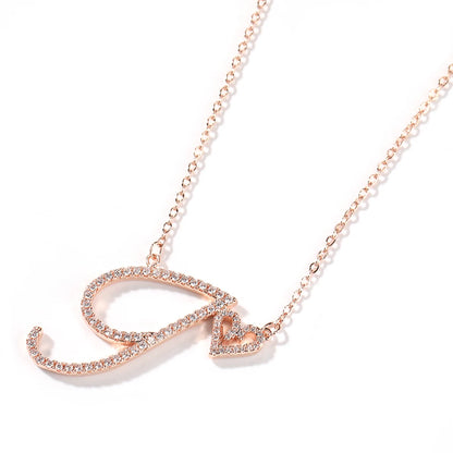 Sparkling Initial Necklace with Heart