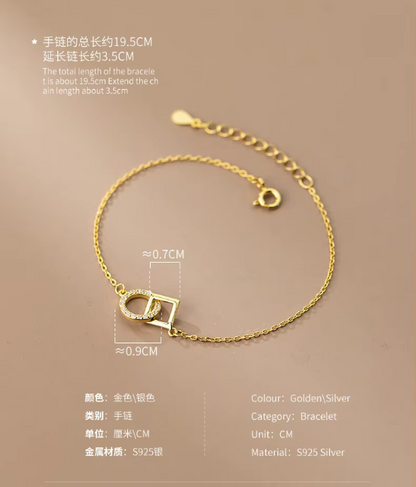 Aria Geometric Link Bracelet – 18K Gold Plated & S925 Sterling Silver