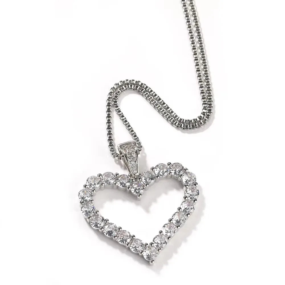 Sparkling Heart Halo Necklace